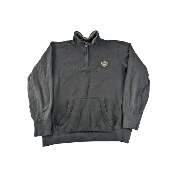 Mens American Eagle Athletic Fit Sweatshirt Size XLT 1/4 Zip Distressed Black - Picture 1 of 12